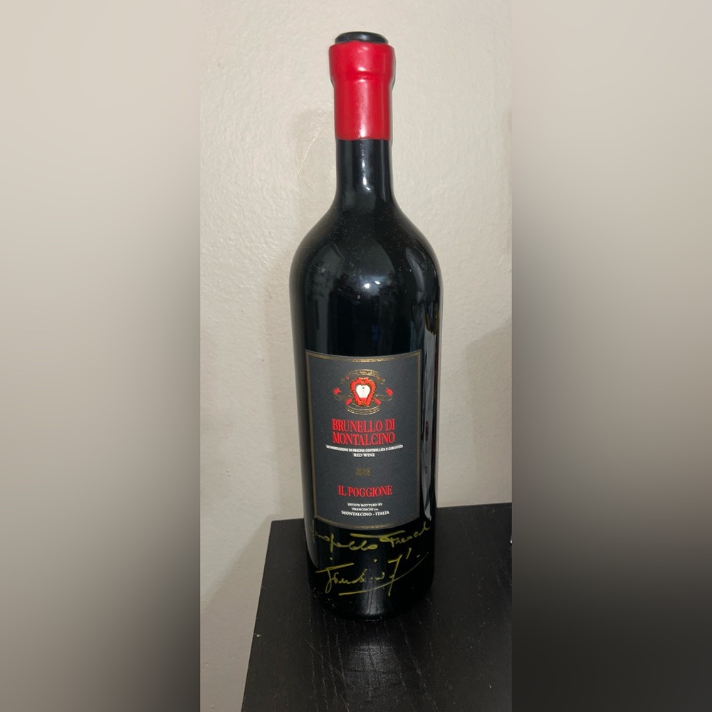 Empty wine bottle.